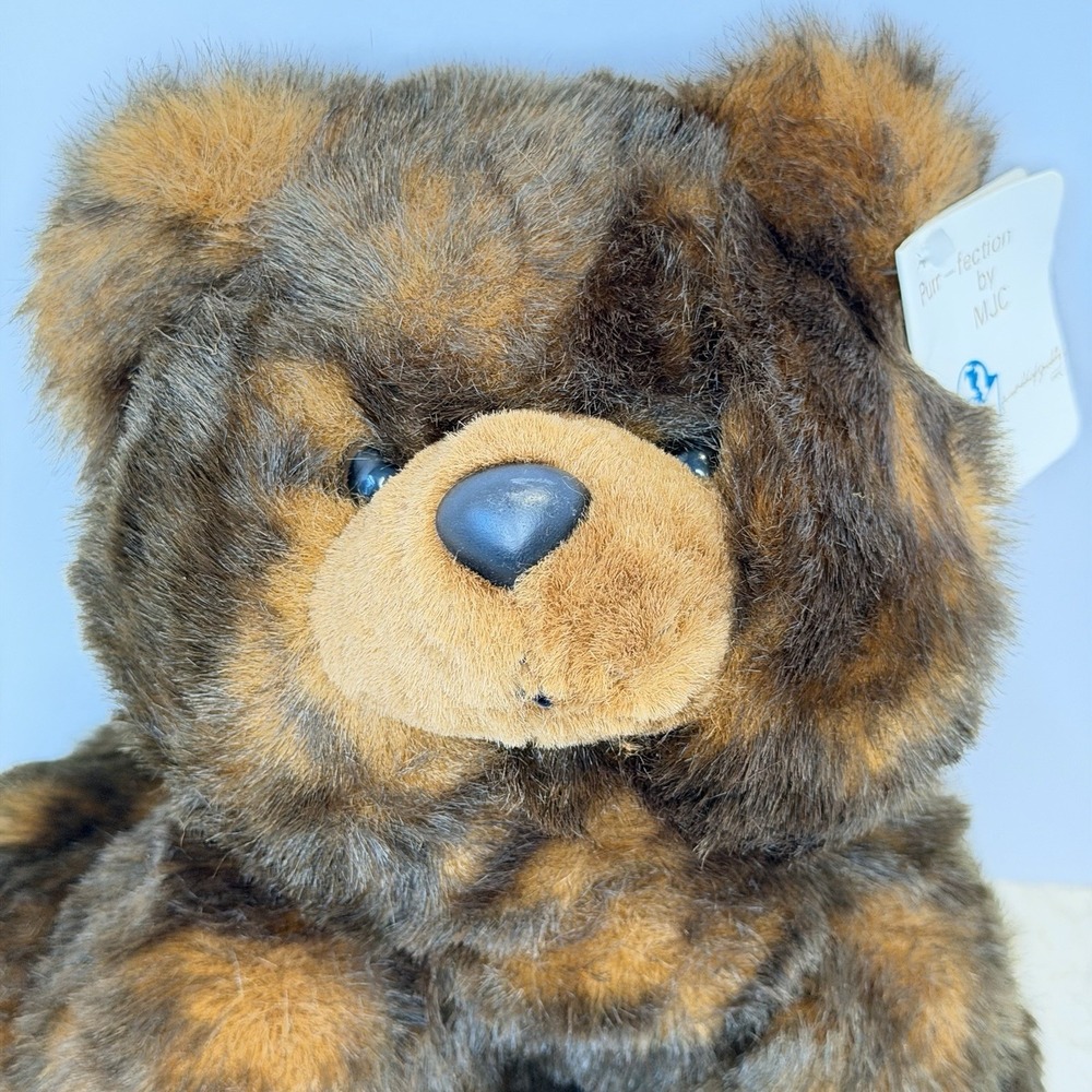 Purr-Fection MJC Minky Bear Soft Floppy Plush 15" Vintage 1988 w TAG